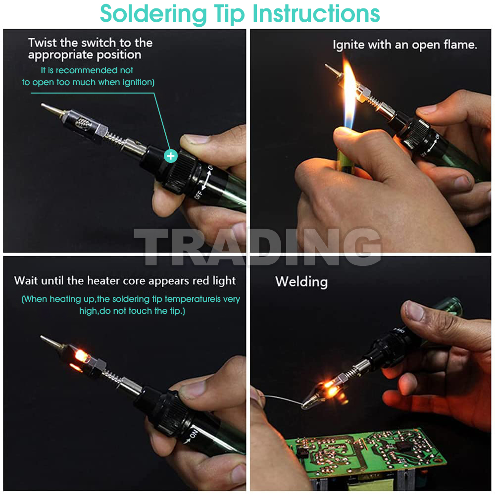 Portable Gas Soldering Iron Kit Butane Ignite Welding Torch Tool Case